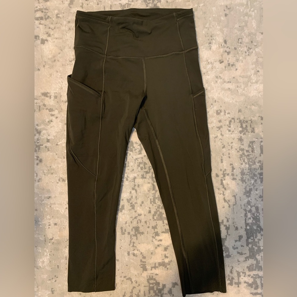 Womens Lululemon Fast & Free Crop Leggings Dark Olive